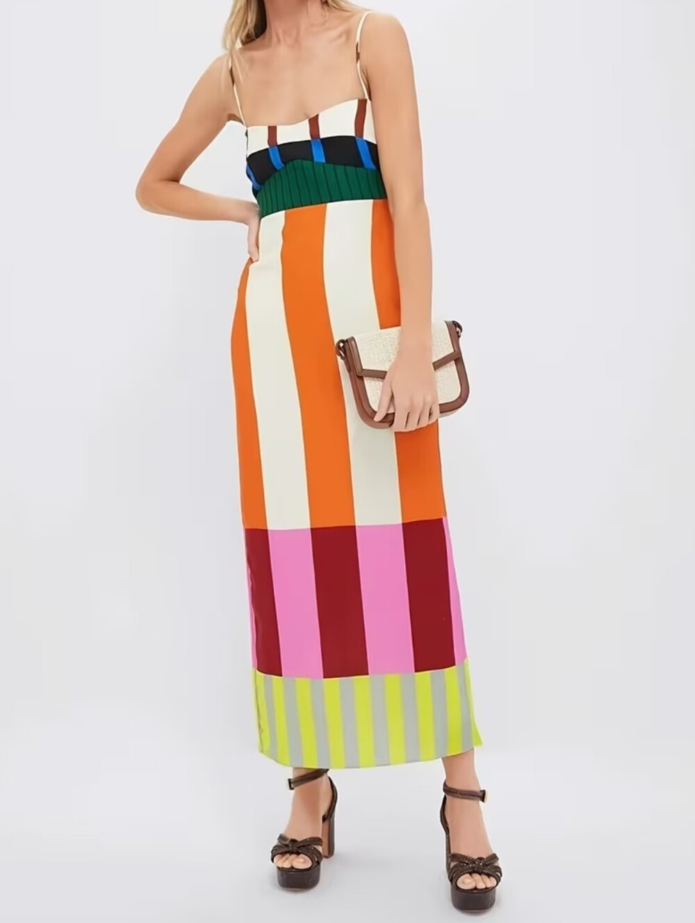 Long DressFashion Casual New Striped Colorful Women Sexy Spaghetti Strap Bohemia